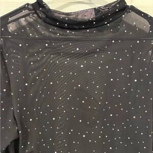 SHEIN Black Sheer Polka Dot Top